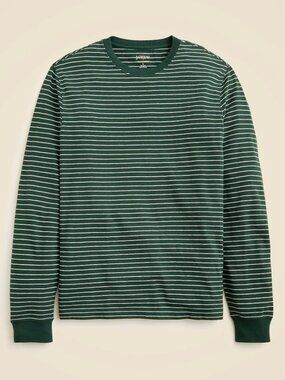 J. Crew Vintage Jersey Long-Sleeve Tee, Dark Green and White Stripe, Men's Large